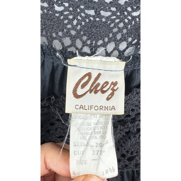 VTG Chez California lagen look crochet whimsygoth dress black sz US 8 - Picture 2 of 9
